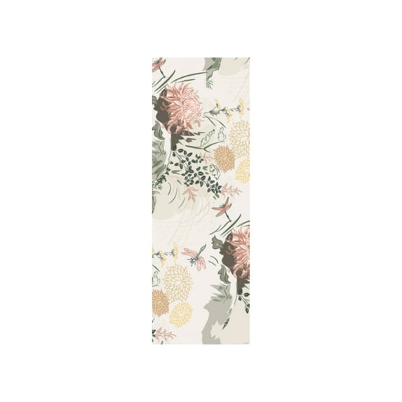 Dundee Deco's Modern Pink Beige Yellow Floral Wall Mural, 35 in X 106 in (27 sq ft.)