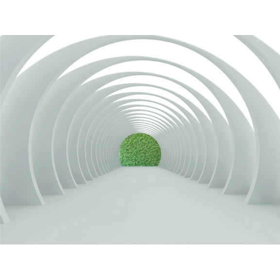 Dundee Deco's Modern White Green Circular Hallway Wall Mural, 142 in X 106 in (108 sq ft.)
