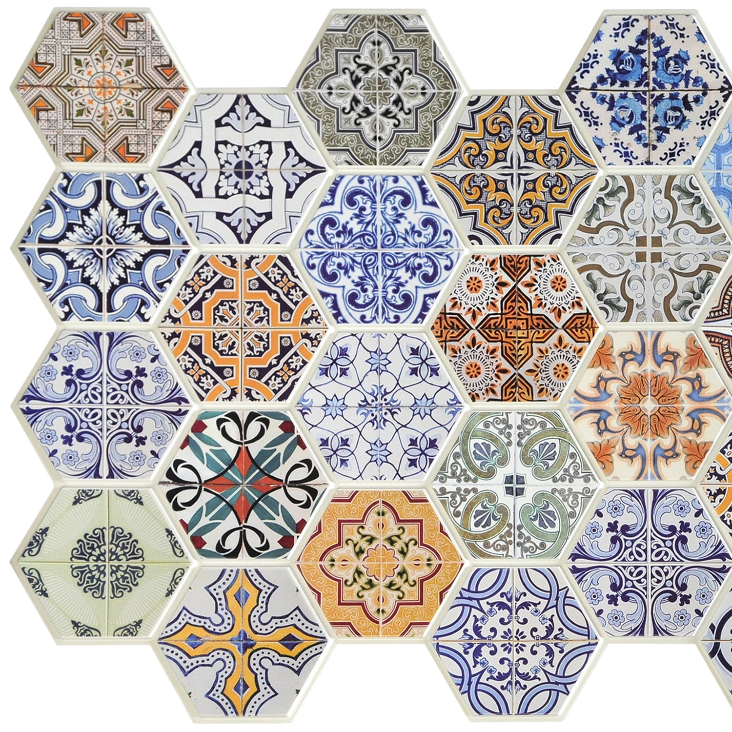 Multicolor Hexagon Embossed PVC 3D Wall Panels