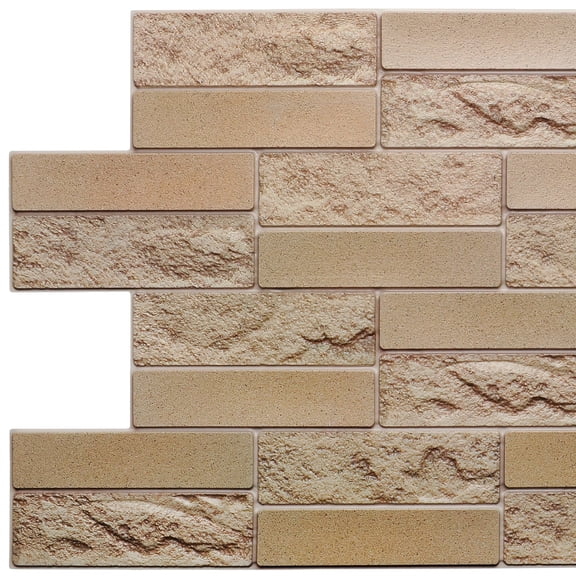 Dundee Deco's Mustard Yellow Faux Brick PVC 3D Wall Panel, 3.3 ft X 1.6 ft, Interior Design Wall Paneling Decor Commercial and Residential Application, 5.28 sq. feet each