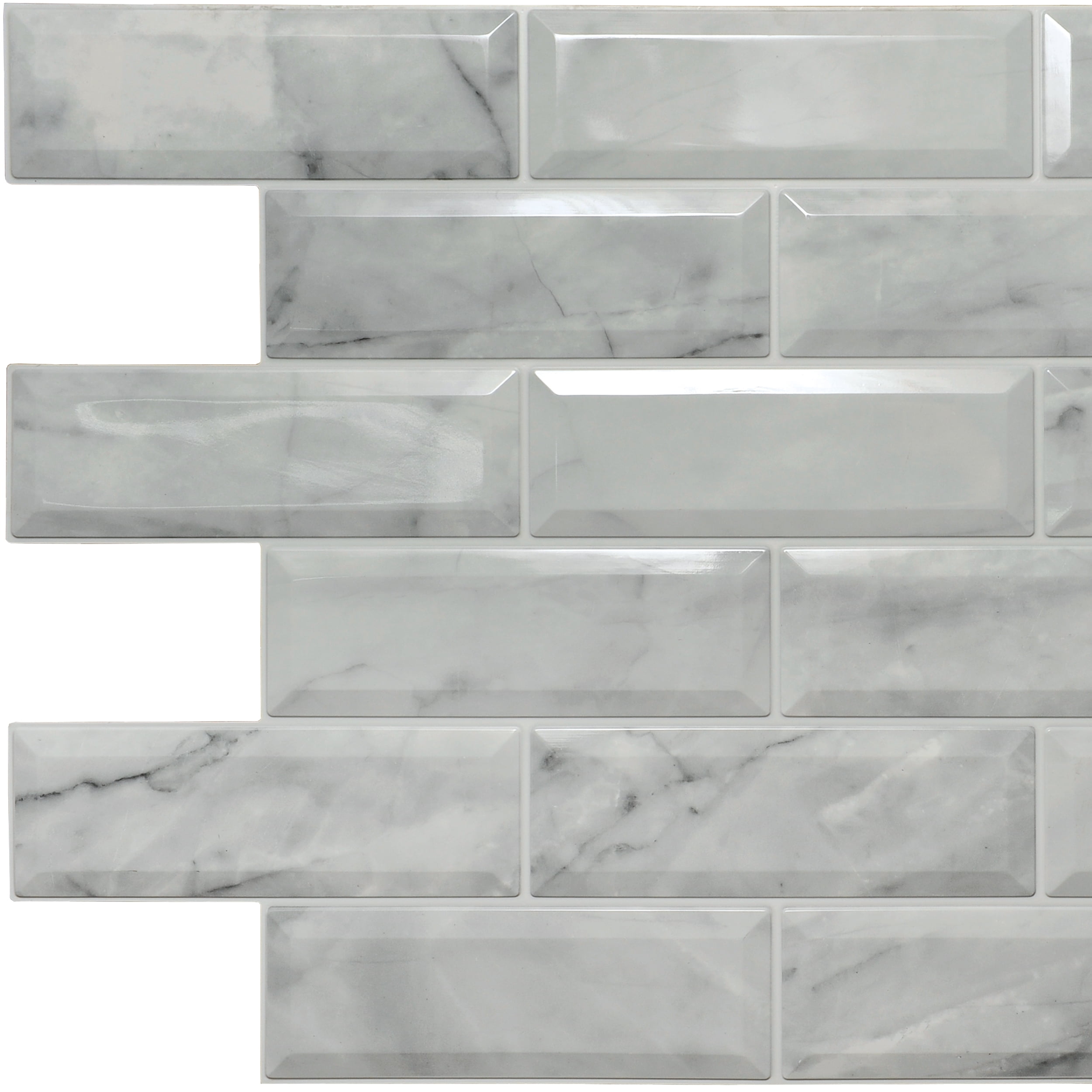 24" x 39" Off-White Faux Marble 3D Vinyl Wall Panels