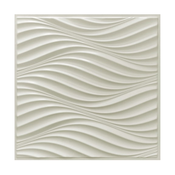 Dundee Deco's Off White Faux Waves PVC 3D Wall Panel, 2 ft X 2 ft, Interior Design Wall Paneling Decor Commercial and Residential Application, 3.8 sq. feet each