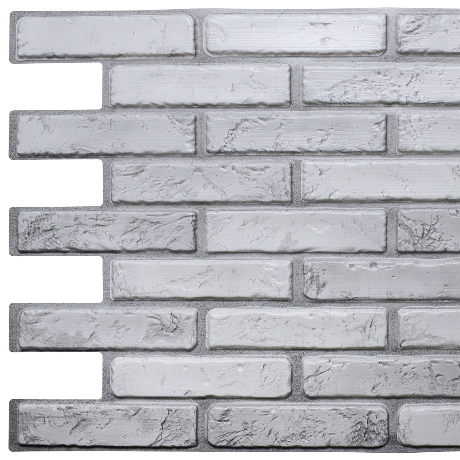 Off-White Gray Faux Brick 3D Textured PVC Wall Panel