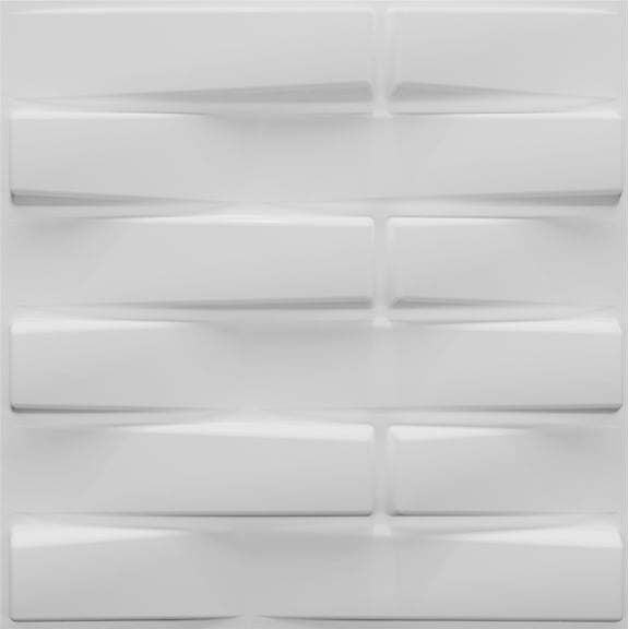 Dundee Deco's Paintable Off White Geometric Bricks Fiber 3D Wall Panel, 1.6 ft X 1.6 ft, Interior Design Wall Paneling Decor Commercial and Residential Application, 2.6 sq.ft. each, 5-Pack