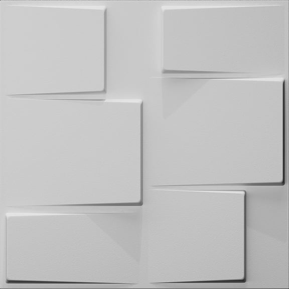 Dundee Deco's Paintable Off White Geometric Steps Fiber 3D Wall Panel, 1.6 ft X 1.6 ft, Interior Design Wall Paneling Decor Commercial and Residential Application, 2.6 sq.ft. each