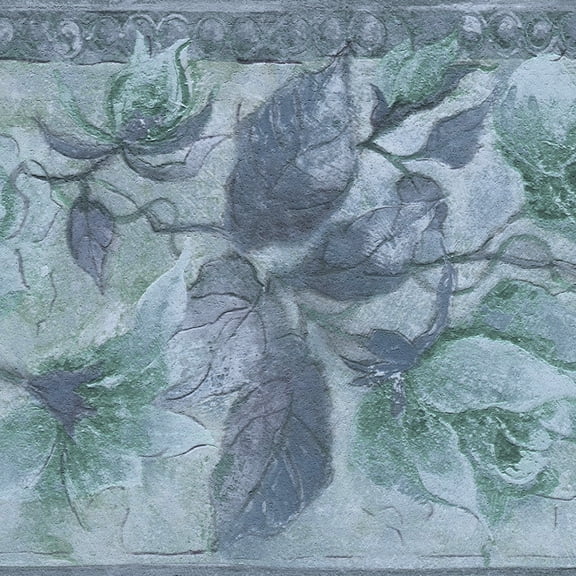Dundee Deco's Peel and Stick Wallpaper Border - Abstract Blue Flowers Wall Border Retro Design, 15 ft x 7 in, Self Adhesive