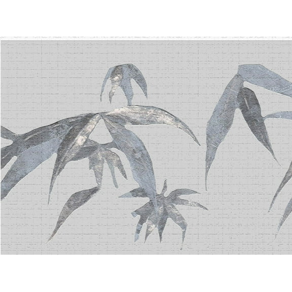 Dundee Deco's Peel and Stick Wallpaper Border - Abstract Grey Leaves Wall Border Retro Design, 15 ft x 7 in, Self Adhesive
