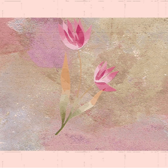 Dundee Deco's Peel and Stick Wallpaper Border - Abstract Pink Tan Purple Flowers Wall Border Retro Design, 15 ft x 7 in, Self Adhesive
