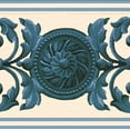 thumbnail image 1 of Dundee Deco's Peel and Stick Wallpaper Border - Damask Blue Beige Scrolls Wall Border Retro Design, 15 ft x 7 in, Self Adhesive, 1 of 6