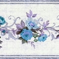 thumbnail image 1 of Dundee Deco's Peel and Stick Wallpaper Border - Damask Purple Blue Flowers on Vines Wall Border Retro Design, 15 ft x 7 in, Self Adhesive, 1 of 6
