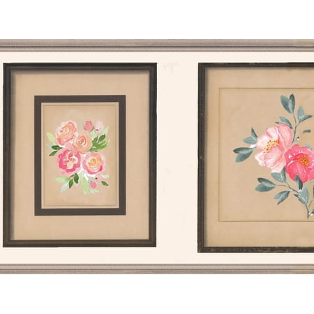 Dundee Deco's Peel and Stick Wallpaper Border - Floral Brown Pink Flowers in Square Wall Border Retro Design, 15 ft x 7 in, Self Adhesive
