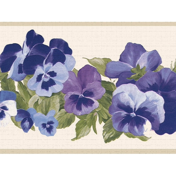 Dundee Deco's Peel and Stick Wallpaper Border - Floral Indigo Blue Flowers Wall Border Retro Design, 15 ft x 7 in, Self Adhesive