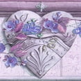thumbnail image 1 of Dundee Deco's Peel and Stick Wallpaper Border - Floral Purple Violet Flowers Hearts Wall Border Retro Design, 15 ft x 7 in, Self Adhesive, 1 of 6