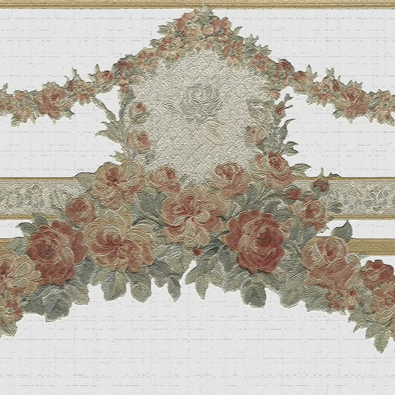 Dundee Deco's Peel and Stick Wallpaper Border - Floral Yellow Green White Flowers Wall Border Retro Design, 15 ft x 7 in, Self Adhesive