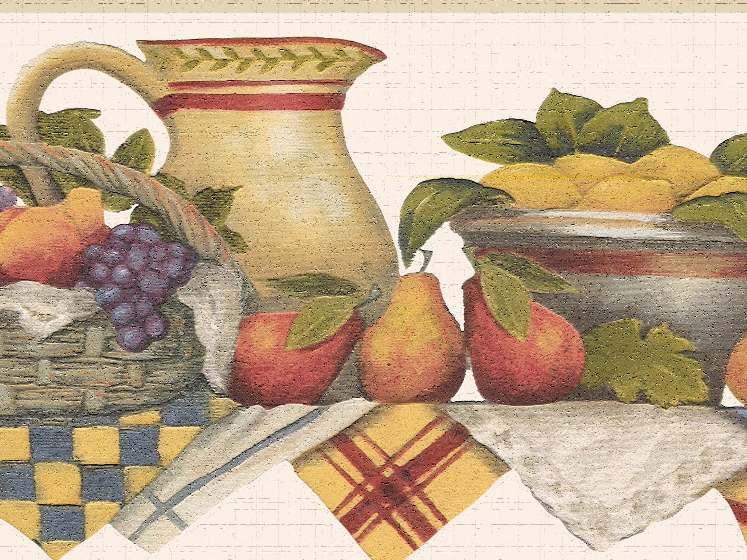 Dundee Deco's Peel and Stick Wallpaper Border Fruits Yellow Green Red