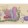 thumbnail image 1 of Dundee Deco's Peel and Stick Wallpaper Border - Kids Green Purple Pink Bees and Bugs Wall Border Retro Design, 15 ft x 7 in, Self Adhesive, 1 of 6