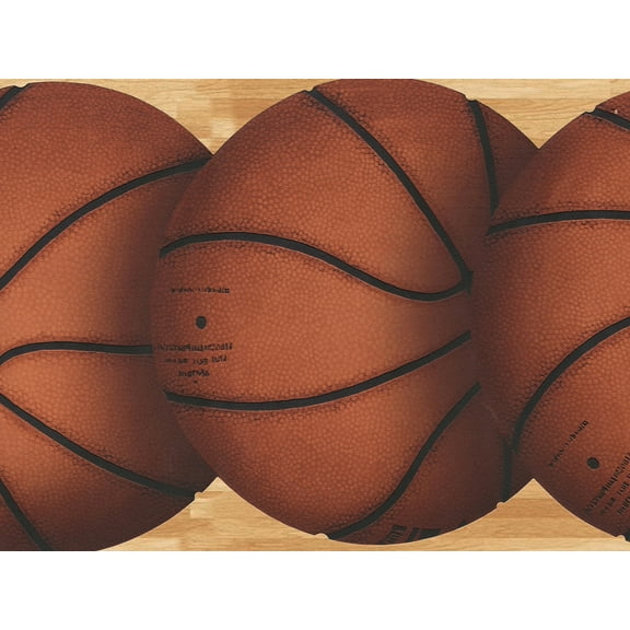 Dundee Deco's Peel and Stick Wallpaper Border - Sport Orange Basketballs Wall Border Retro Design, 15 ft x 7 in, Self Adhesive