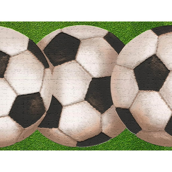 Dundee Deco's Peel and Stick Wallpaper Border - Sport White Black Soccer Balls Wall Border Retro Design, 15 ft x 7 in, Self Adhesive