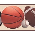 thumbnail image 1 of Dundee Deco's Peel and Stick Wallpaper Border - Sports Orange White Brown Balls Wall Border Retro Design, 15 ft x 7 in, Self Adhesive, 1 of 6