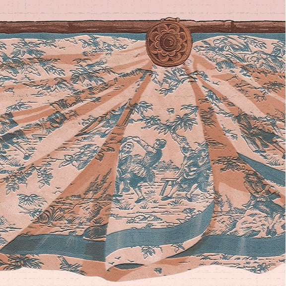 Dundee Deco's Peel and Stick Wallpaper Border - Vintage Orange Brown Banner Wall Border Retro Design, 15 ft x 7 in, Self Adhesive