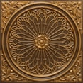 thumbnail image 1 of Dundee Deco's Rustic Antique Gold Floral Glue Up/Drop In Ceiling Panels, 2 ft. X 2 ft. (4 sq ft.) each, Pack of 25, 1 of 5