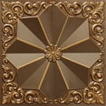 thumbnail image 1 of Dundee Deco's Rustic Antique Gold Floral Glue Up/Drop In Ceiling Panels, 2 ft. X 2 ft. (4 sq ft.) each, 1 of 5
