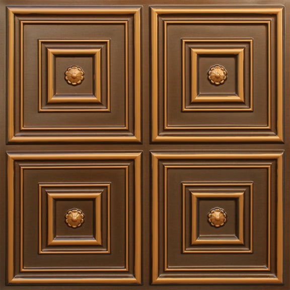 Dundee Deco's Rustic Antique Gold Patchwork Glue Up Ceiling Panels, 2 ft. X 2 ft. (4 sq ft.) each, Pack of 50