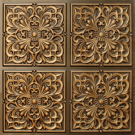 Dundee Deco's Rustic Antique Gold Patchwork Glue Up Ceiling Panels, 2 ft. X 2 ft. (4 sq ft.) each