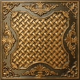 thumbnail image 1 of Dundee Deco's Rustic Antique Gold Traditional Glue Up/Drop In Ceiling Panels, 2 ft. X 2 ft. (4 sq ft.) each, Pack of 10, 1 of 5