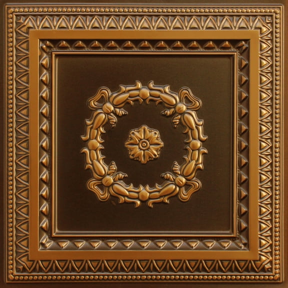 Dundee Deco's Rustic Antique Gold Traditional Glue Up/Drop In Ceiling Panels, 2 ft. X 2 ft. (4 sq ft.) each, Pack of 25