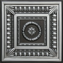 Dundee Deco's Rustic Antique Silver Botanical Glue Up/Drop In Ceiling Panels, 2 ft. X 2 ft. (4 sq ft.) each, Pack of 50