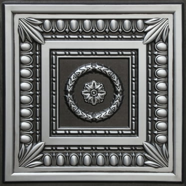 Dundee Deco's Rustic Antique Silver Botanical Glue Up/Drop In Ceiling Panels, 2 ft. X 2 ft. (4 sq ft.) each, Pack of 50