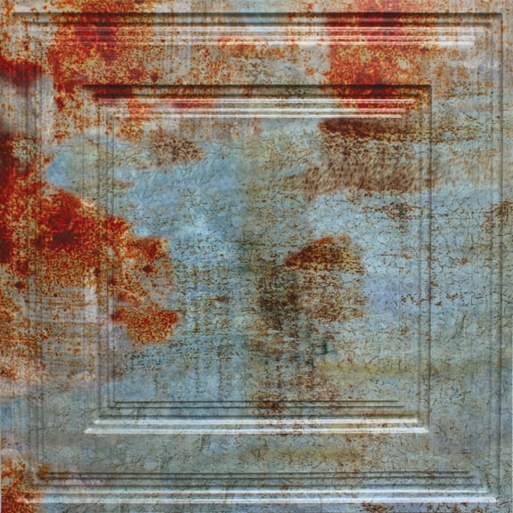 Dundee Deco's Rusty Old Tin Roof Traditional Drop In Ceiling Panels, 2 ft. X 2 ft. (4 sq ft.) each, Pack of 10