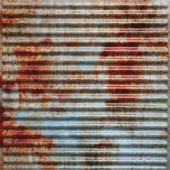 Dundee Deco's Rusty Old Tin Roof corrugated Drop In Ceiling Panels, 2 ft. X 2 ft. (4 sq ft.) each, Pack of 25