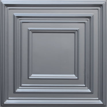 Dundee Deco's Traditional Metallic Silver Square Glue Up/Drop In Ceiling Panels, 2 ft. X 2 ft. (4 sq ft.) each, Pack of 50