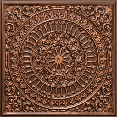Dundee Deco's Victorian Antique Copper Transitional Glue Up/Drop In Ceiling Panels, 2 ft. X 2 ft. (4 sq ft.) each, Pack of 50
