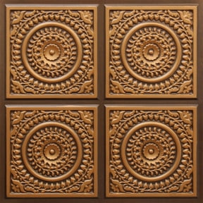 Dundee Deco's Victorian Antique Gold Patchwork Glue Up Ceiling Panels, 2 ft. X 2 ft. (4 sq ft.) each, Pack of 10