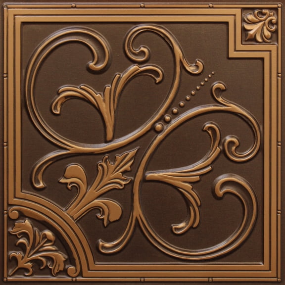 Dundee Deco's Vintage Antique Gold Botanical Glue Up/Drop In Ceiling Panels, 2 ft. X 2 ft. (4 sq ft.) each, Pack of 50