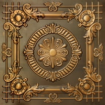 Dundee Deco's Vintage Antique Gold Floral Glue Up/Drop In Ceiling Panels, 2 ft. X 2 ft. (4 sq ft.) each, Pack of 50