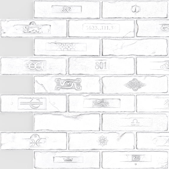 Dundee Deco's White Faux Bricks PVC 3D Wall Panel, 2.9 ft X 2.1 ft (90cm X 64cm), Pack of 5, Interior Design Wall Paneling Decor, Total Coverage 31 sq. ft. (2.9 sq. m)