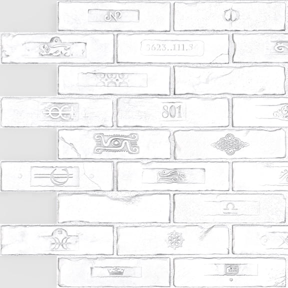 Dundee Deco's White Faux Bricks PVC 3D Wall Panel, 2.9 ft X 2.1 ft (90cm X 64cm), Pack of 5, Interior Design Wall Paneling Decor, Total Coverage 31 sq. ft. (2.9 sq. m)