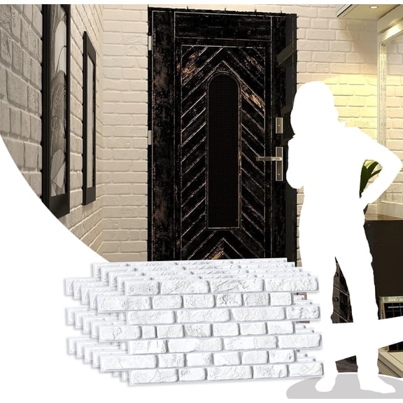 Dundee Deco's White Faux Bricks PVC 3D Wall Panel, 3.1 ft X 1.6 ft (95cm X 50cm), Pack of 5, Interior Design Wall Paneling Decor, Total Coverage 25.5 sq. ft. (2.4 sq. m)