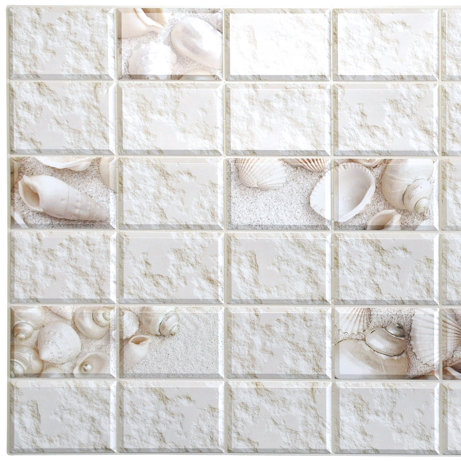 White Faux Distressed Stone Shells 3D PVC Wall Panels