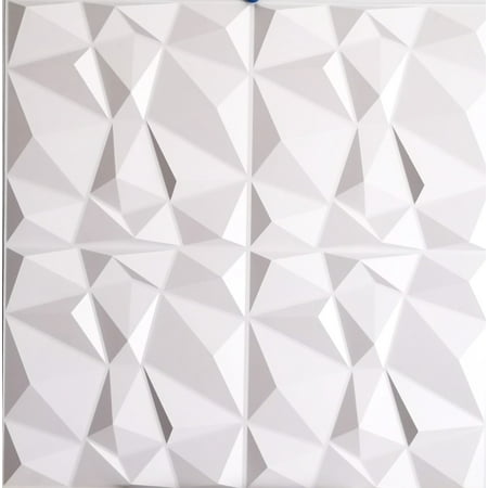 Dundee Deco's White Faux Geometric PVC 3D Wall Panel, 2 ft X 2 ft, Interior Design Wall Paneling Decor Commercial and Residential Application, 3.9 sq. feet each