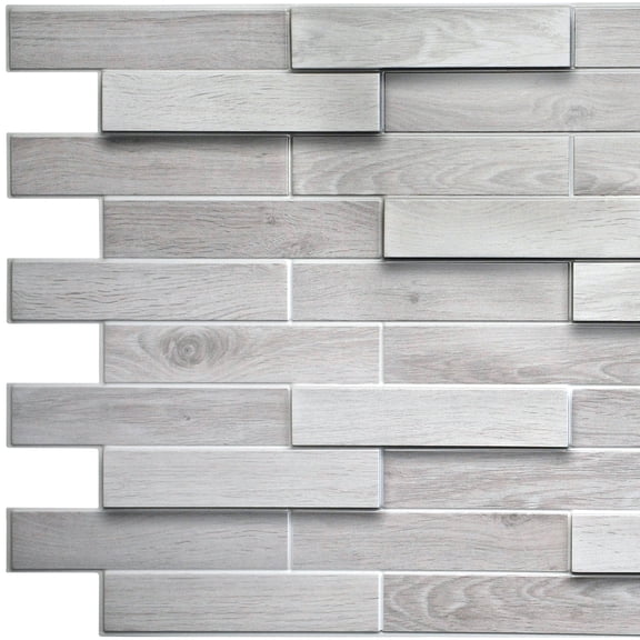 Dundee Deco's White Grey Faux Oak Steps PVC 3D Wall Panel, 3.3 ft X 1.6 ft, Interior Design Wall Paneling Decor Commercial and Residential Application, 5.28 sq. feet each, Pack of 5