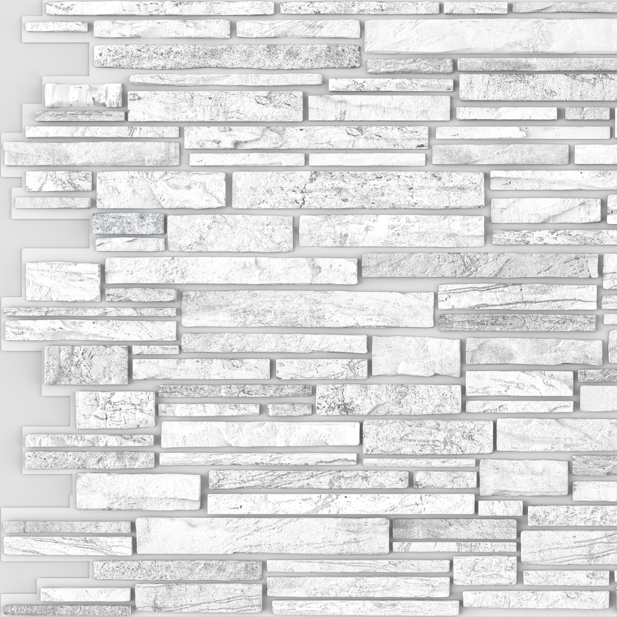Dundee Deco's White Grey Faux Stone PVC 3D Wall Panel, 3.2 ft X 1.6 ft (98cm X 49cm), Interior Design Wall Paneling Decor, Total Coverage 5.2 sq. ft. (0.5 sq. m)