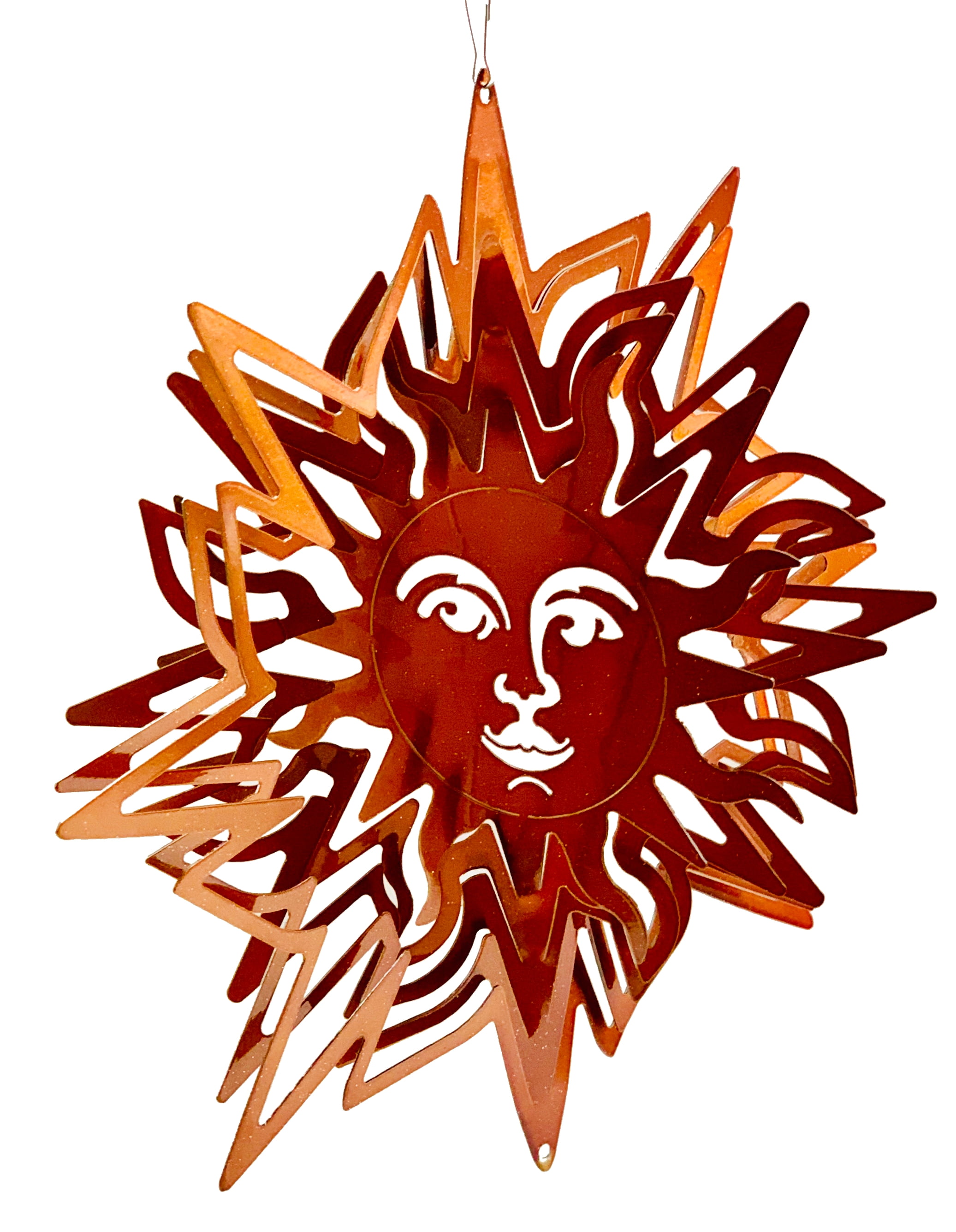 Dundee Deco's Wind Spinner in Gift Box - 3D Hanging Indoor Outdoor Yard Garden Decoration - Mandala - Pointed Sun - Copper - 12 inch - Unique Gift Idea For Men Women, Souvenir, Present