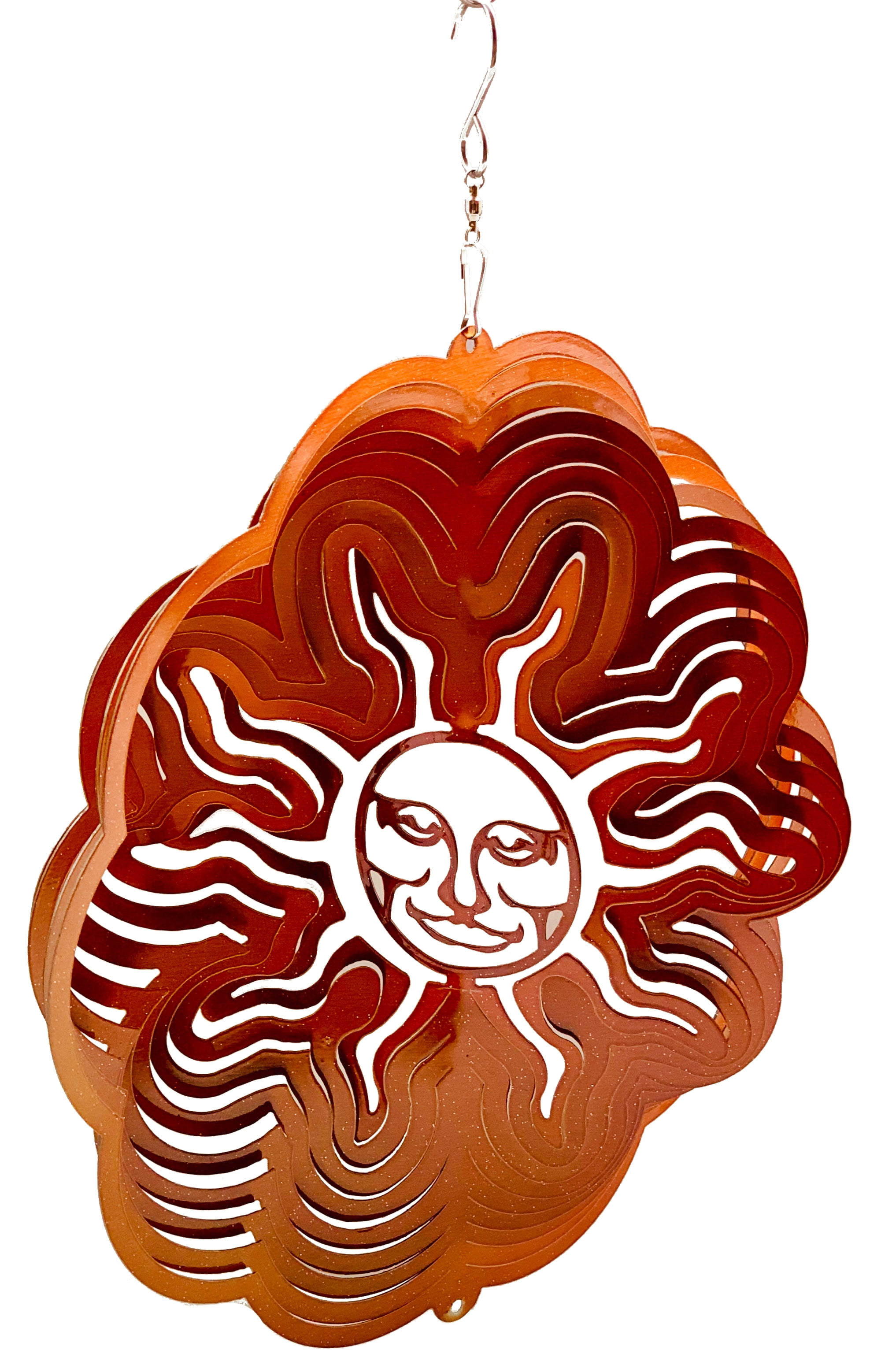 Dundee Deco's Wind Spinner in Gift Box - 3D Hanging Indoor Outdoor Yard Garden Decoration - Mandala - Sun - Copper - 12 inch - Unique Gift Idea For Men Women, Souvenir, Present