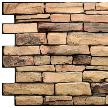 Dundee Deco's Yellow Brown Faux Slate PVC 3D Wall Panel, 3.3 ft X 1.7 ft, Interior Design Wall Paneling Decor Commercial and Residential Application, 5.61 sq. feet each, Pack of 10