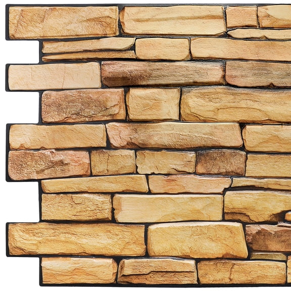 Dundee Deco's Yellow Faux Slate PVC 3D Wall Panel, 3.3 ft X 1.7 ft, Interior Design Wall Paneling Decor Commercial and Residential Application, 5.61 sq. feet each, Pack of 5